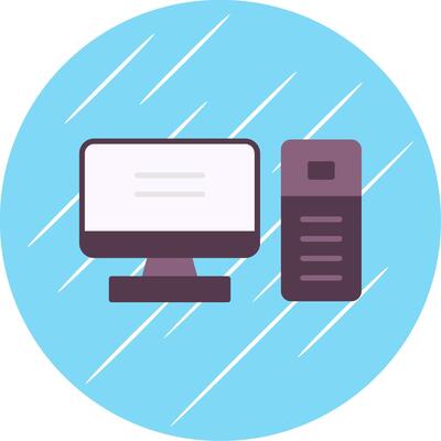 Computer Desktop Flat Blue Circle Icon