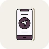 Navigator Line Filled White Shadow Icon vector