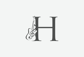 Music icon with latter H logo design creative concept vector