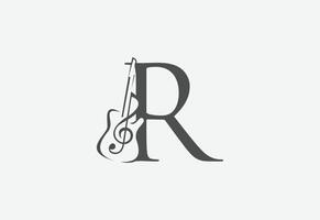 Music icon with latter R logo design creative concept vector