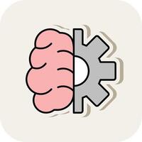 Creative Brain Line Filled White Shadow Icon vector