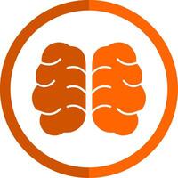 brain Glyph Orange Circle Icon vector