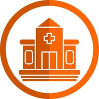 hospital glifo naranja circulo icono vector