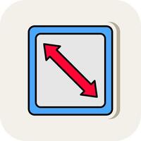 Right Down Line Filled White Shadow Icon vector