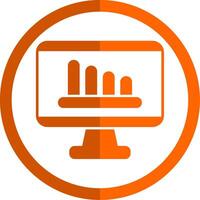 Monitor Screen Glyph Orange Circle Icon vector