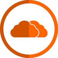 Cloud Glyph Orange Circle Icon vector