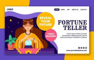 Fortune Teller Social Media Landing Page Cartoon Hand Drawn Templates Background Illustration vector