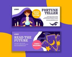 Fortune Teller Horizontal Banner Flat Cartoon Hand Drawn Templates Background Illustration vector