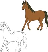 Horse Clipart Set. Cartoon Wild Animals Clipart Set for Lovers of Wildlife vector