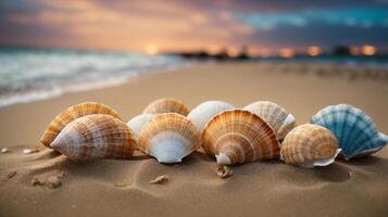 Macro Photography of Aligned Seashells photo