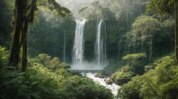 Natural landscape with waterfall photo