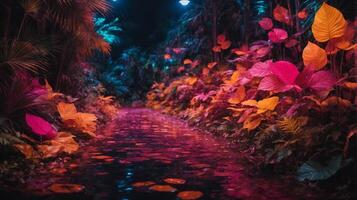 Lake and nature in neon color photo