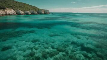 Crystal clear water surface in the ocean photo