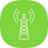 Signal Tower Line Curve Icon vector