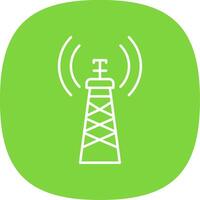 Signal Tower Line Curve Icon vector