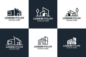 colección de alojamiento y edificio logos vector