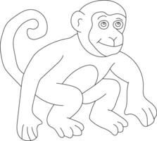 Outline Monkey Clipart. Doodle Animals Clipart. Cartoon Wild Animals Clipart for Lovers of Wildlife vector