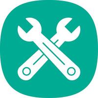 Cross Wrench Glyph Curve Icon vector
