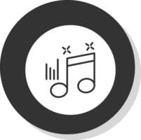 musical Nota glifo gris circulo icono vector