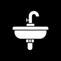 lavabo glifo invertido icono vector