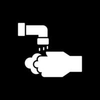 lavado de manos glifo icono invertido vector