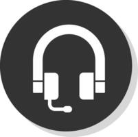 Headphones Glyph Grey Circle Icon vector