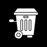 Trash Bin Glyph Inverted Icon vector