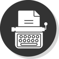 Typewriter Glyph Grey Circle Icon vector