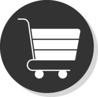 compras carro glifo gris circulo icono vector