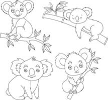 Koala Clipart Set. Cartoon Wild Animals Clipart Set for Lovers of Wildlife vector