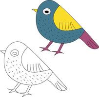 Cute Little Birds Clipart Set Flat Design. Bird Flat Illustration vector