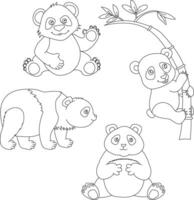 Panda Clipart Set. Cartoon Wild Animals Clipart Set for Lovers of Wildlife vector