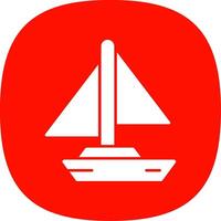 Small Yacht Glyph Curve Icon vector