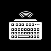 Wireless Keyboard Glyph Inverted Icon vector