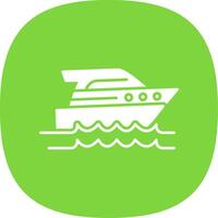 Speed Boat Glyph Curve Icon vector