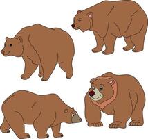 Bear Clipart Set. Cartoon Wild Animals Clipart Set for Lovers of Wildlife vector