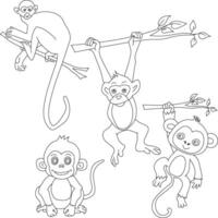 Monkey Clipart Set. Cartoon Wild Animals Clipart Set for Lovers of Wildlife vector