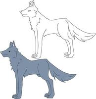 Wolf Clipart Set. Cartoon Wild Animals Clipart Set for Lovers of Wildlife vector