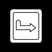 Turn Right Glyph Inverted Icon vector
