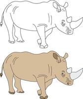 Rhino Clipart Set. Cartoon Wild Animals Clipart Set for Lovers of Wildlife vector