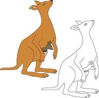 Kangaroo Clipart Set. Cartoon Wild Animals Clipart Set for Lovers of Wildlife vector