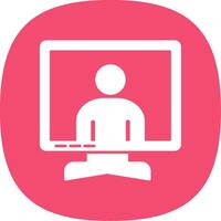 Online Meeting Glyph Curve Icon vector