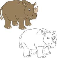 Rhino Clipart Set. Cartoon Wild Animals Clipart Set for Lovers of Wildlife vector