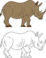 Rhino Clipart Set. Cartoon Wild Animals Clipart Set for Lovers of Wildlife vector