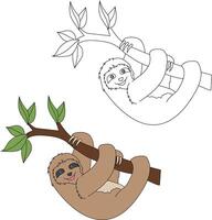 Sloth Clipart Set. Cartoon Wild Animals Clipart Set for Lovers of Wildlife vector