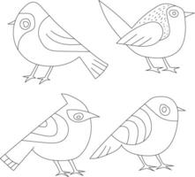 Cute Little Birds Clipart Set Flat Design. Bird Flat Illustration vector