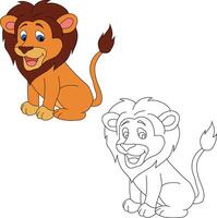 Lion Clipart Set. Cartoon Wild Animals Clipart Set for Lovers of Wildlife vector