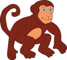 Colorful Monkey Clipart. Doodle Animals Clipart. Cartoon Wild Animals Clipart for Lovers of Wildlife vector