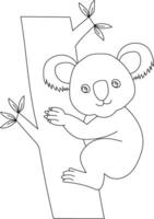 Outline Koala Clipart. Doodle Animals Clipart. Cartoon Wild Animals Clipart for Lovers of Wildlife vector