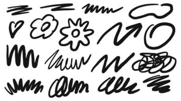 Doodle scrawls and flowers with a marker vector